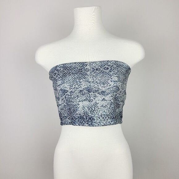 Topshop Snakeskin Strapless Bandeau Top Size 6 - Picture 2 of 16